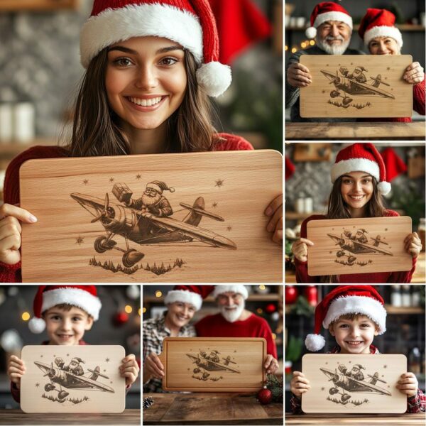 6 Christmas Charcuterie Board Engravings, Funny Santa Claus