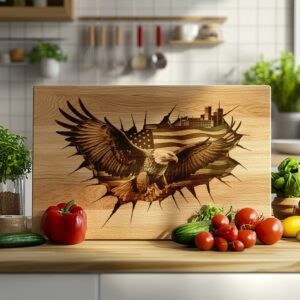 American Eagle Flag Charcuterie Board Engraving, 3D Illusion #018