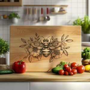 Bee and Flower Charcuterie Board Engraving File | PNG Download #006