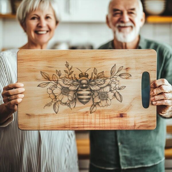 Bee and Flower Charcuterie Board Engraving File |