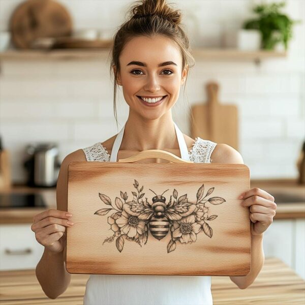 Bee and Flower Charcuterie Board Engraving File |