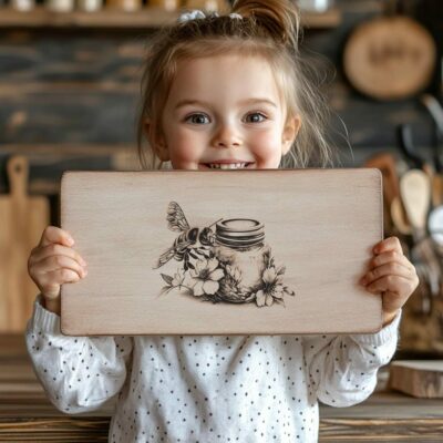 Bee and Honey Jar Charcuterie Board Engraving |