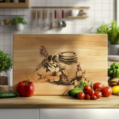 Bee and Honey Jar Charcuterie Board Engraving |