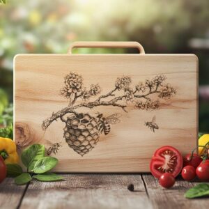 Bee Hive and Flower Charcuterie Board Engraving | PNG Download #005