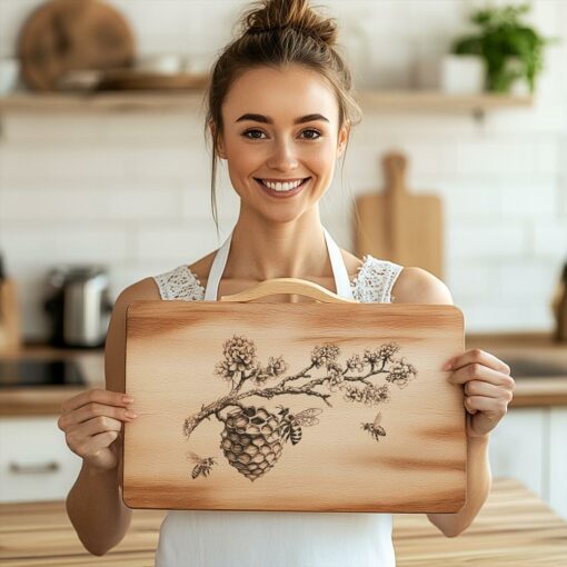 Incisione della tavola di charcuterie con alveare e