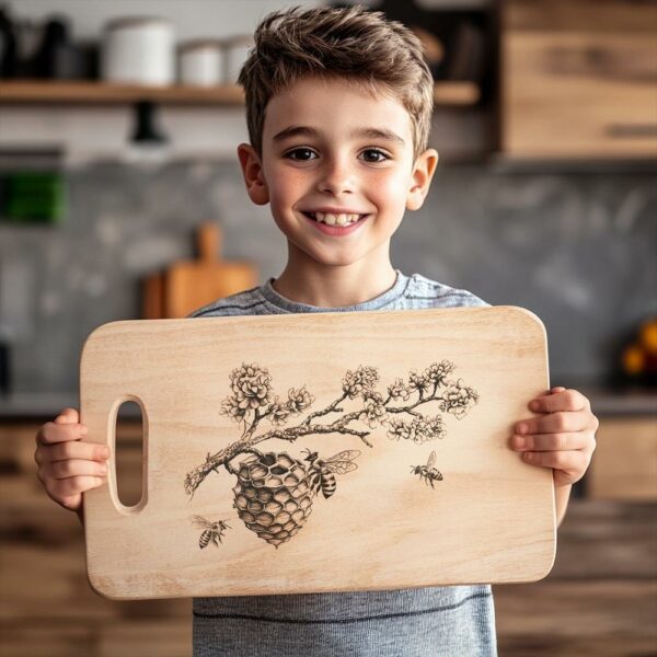 Bee Hive and Flower Charcuterie Board Engraving |