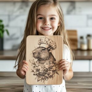 Capybara Chef Charcuterie Board Engraving | PNG Download