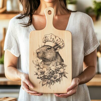 Capybara Chef Charcuterie Board Engraving | PNG Download