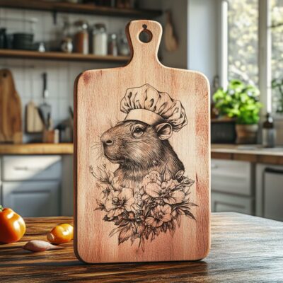 Capybara Chef Charcuterie Board Engraving | PNG Download