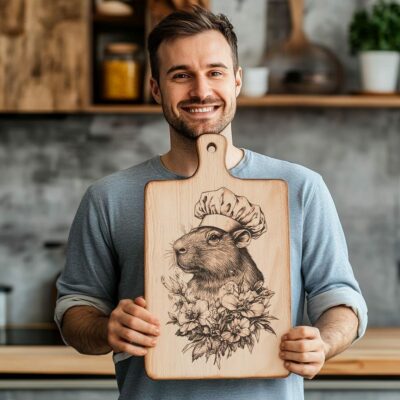 Capybara Chef Charcuterie Board Engraving | PNG Download