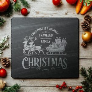 Gravure sur plateau de fromages de Noël, citation familiale | Décoration de cuisine #001