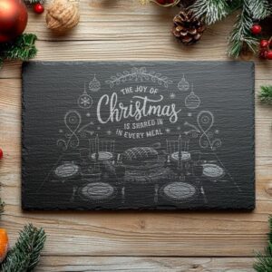 Gravure de planche de fromage de Noël, citation