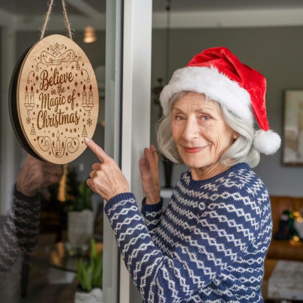 Christmas Round Sign Engraving, Believe in the Magic