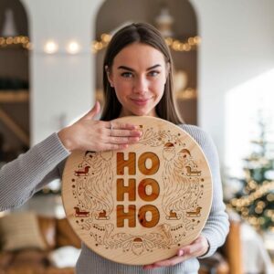 Gravure de Panneau Rond de Noël, Ho Ho