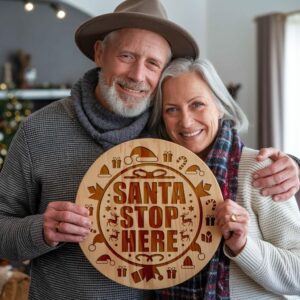 Incisione di Insegna Rotonda di Natale, Babbo Natale