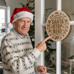 Incisione di Insegna Rotonda di Natale, Babbo Natale