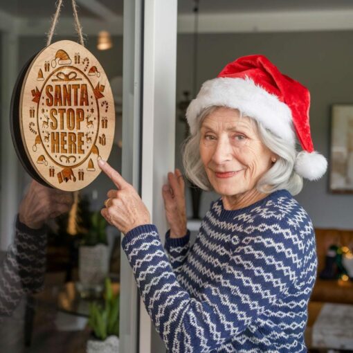 Incisione di Insegna Rotonda di Natale, Babbo Natale