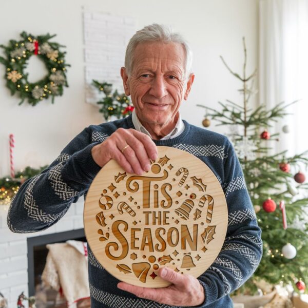 Gravure de Panneau Rond de Noël, C'est la