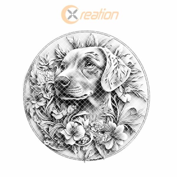 Dog and Flower 3D Illusion Wood Coaster Engraving