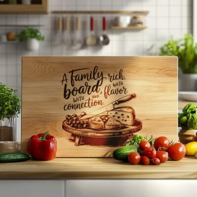 Family Mealtime Charcuterie Board Engraving | PNG Download