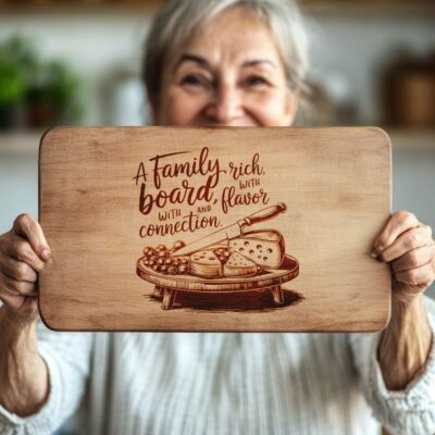 Family Mealtime Charcuterie Board Engraving | PNG Download