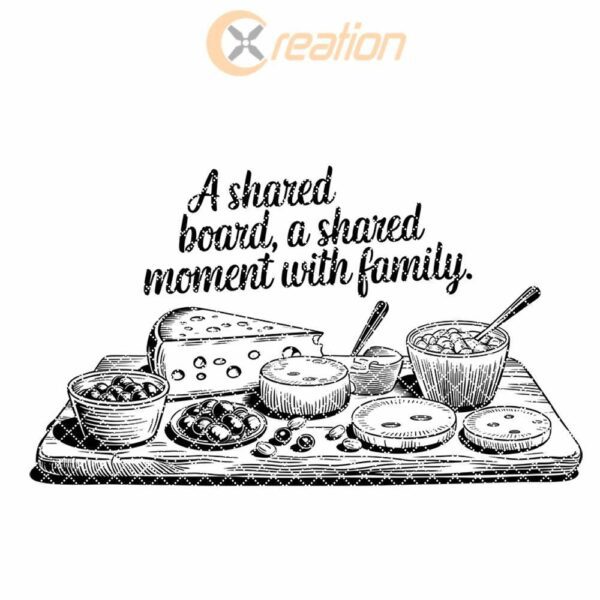 Family Mealtime Charcuterie Board Engraving | PNG Download