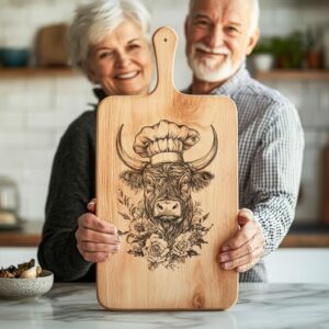 Highland Cow Chef Charcuterie Board Engraving File |