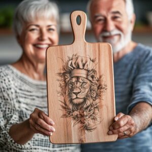 File di incisione Lion Chef Charcuterie Board | PNG da scaricare #015