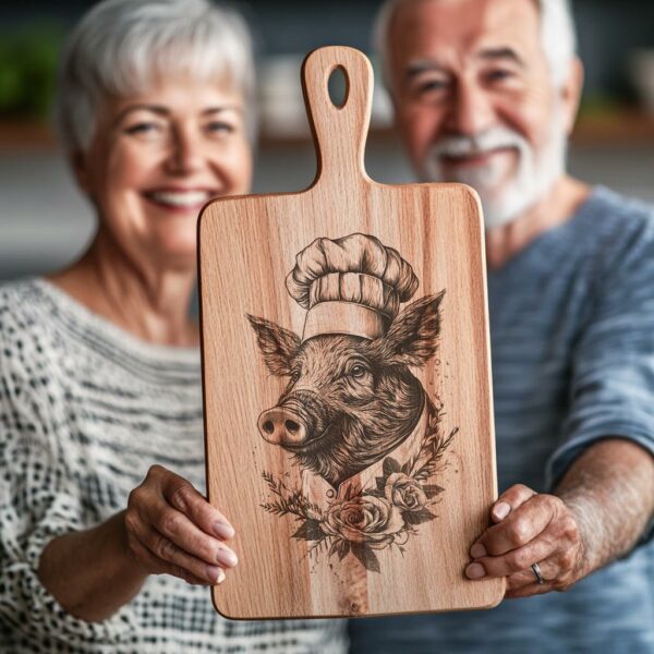 Pig Chef Charcuterie Board Engraving File | PNG