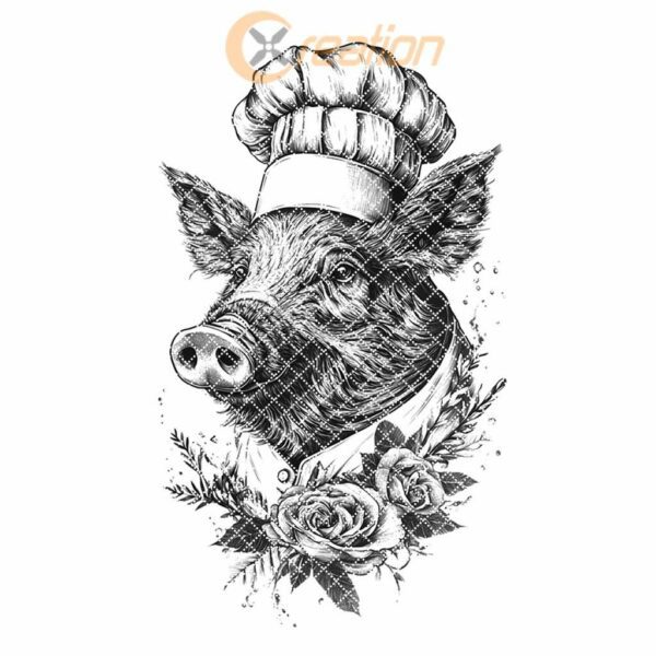 Pig Chef Charcuterie Board Engraving File | PNG