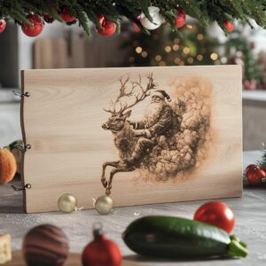 Santa on Reindeer Charcuterie Board Engraving – Kitchen Decor