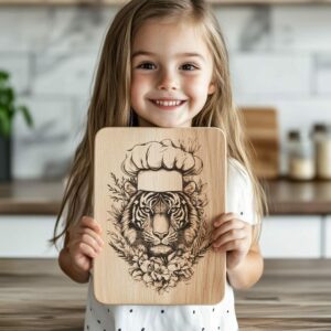 Incisione di un tagliere 3D Tiger Chef Illusion