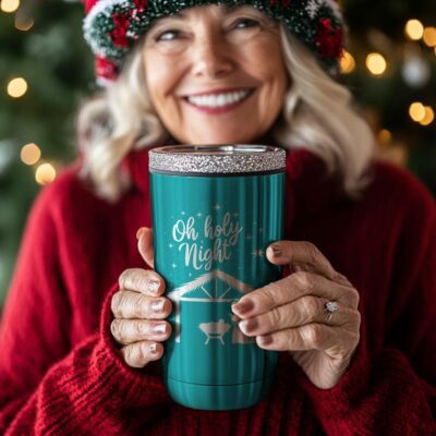 Christmas Tumbler File | Holiday Caption Wrap Laser