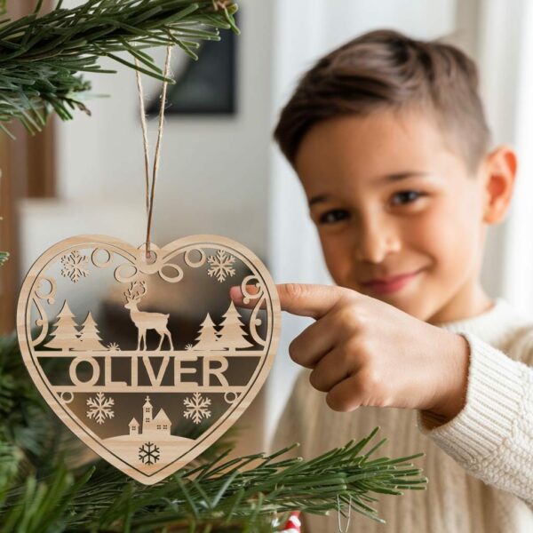 Personalized Christmas Ornament SVG | Heart Shape #004