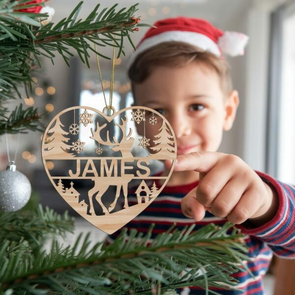 Personalized Christmas Ornament SVG | Heart Shape #004