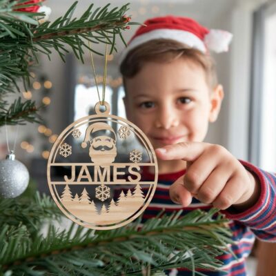 Personalized Christmas Ornament SVG | Round Frame #005