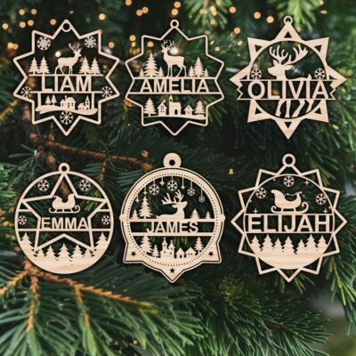 Personalized Christmas Ornament SVG | Star Shape #006