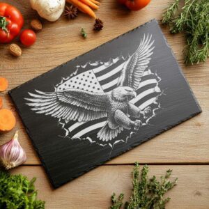 3D Eagle Flag Slate Cheese Board Engraving File