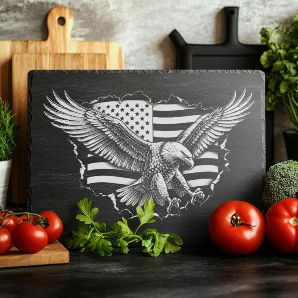 3D Eagle Flag Slate Cheese Board Engraving File