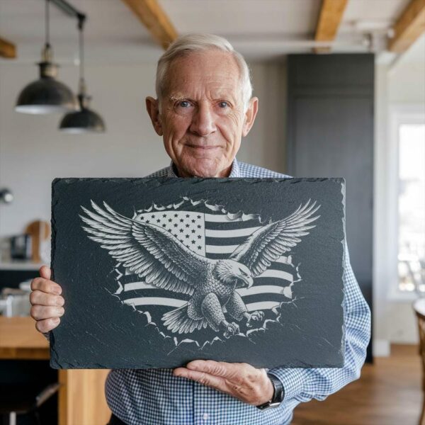 3D Eagle Flag Slate Cheese Board Engraving File