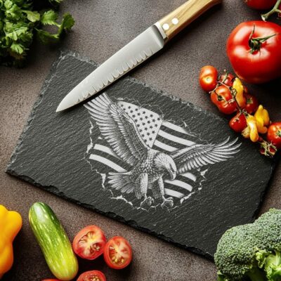 3D Eagle Flag Slate Cheese Board Engraving File