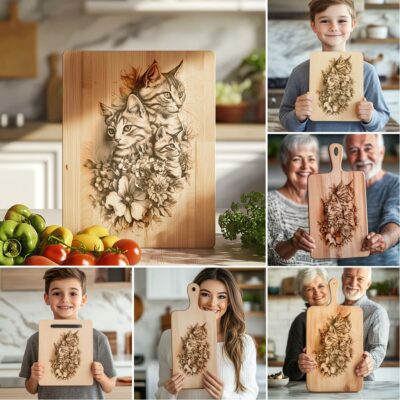 6 Charcuterie Board Laser Files: Animal 3D Illusion