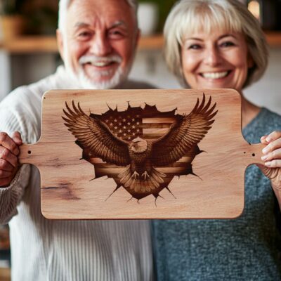 American Eagle 3D Illusion Charcuterie Board Engraving File