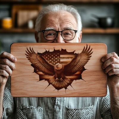 American Eagle 3D Illusion Charcuterie Board Engraving File