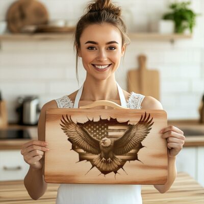 American Eagle 3D Illusion Charcuterie Board Engraving File