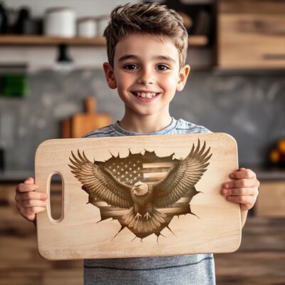 American Eagle 3D Illusion Charcuterie Board Engraving File