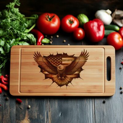 American Eagle 3D Illusion Charcuterie Board Engraving File