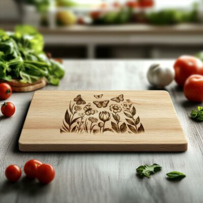 Butterfly and Flower Charcuterie Board Engraving File |