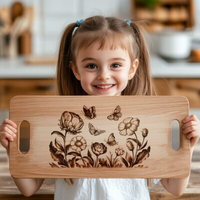 Butterfly & Flower Charcuterie Board Engraving File |