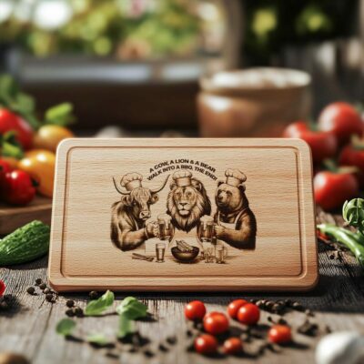 Charcuterie Board Engraving File: Highland Cow, Lion &